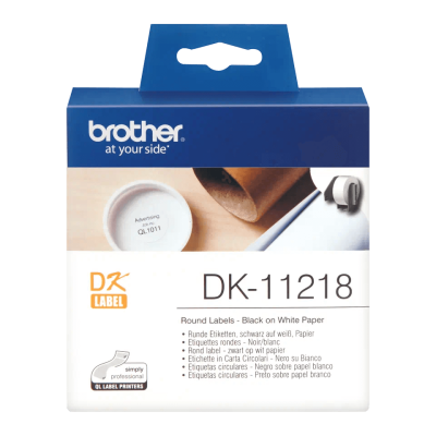Etykiety okrągłe Brother DK11218 do drukarek etykiet QL, średnica 24mm, 1000 szt. 