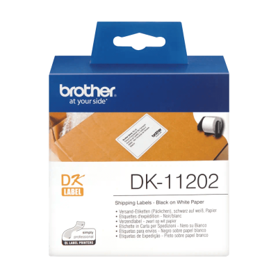 Etykiety Brother DK11202 do drukarek QL, 62mmx 100mm, czarny nadruk na białym tle, 300 etykiet na rolce