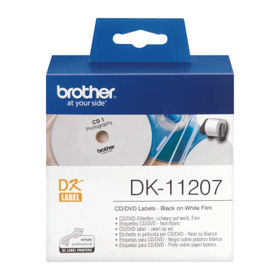 Etykiety Brother DK11207, etykiety okrągłe na płyty CD/DVD, średnica 58mm