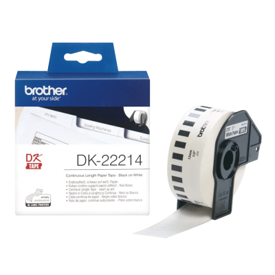 Etykiety Brother DK 22214 szerokość 12mm, taśma ciągła do drukarek etykiet Brother QL