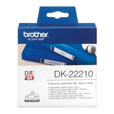 Etykiety Brother DK22210, taśma ciągła o szerokości 29 mm do drukarek etykiet QL