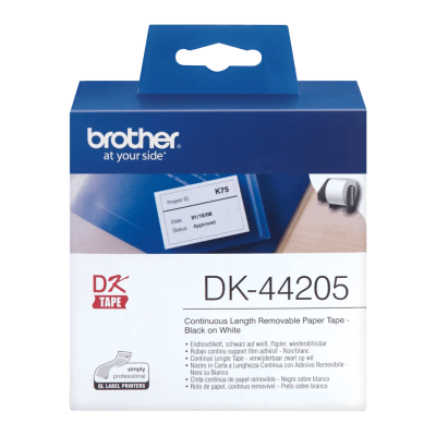 Etykiety Brother DK44205, taśma ciągła łatwousuwalna o szerokości 62m do drukarek etykiet Brother QL