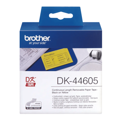 Etykiety Brother DK44605, taśma ciągła żółta o szerokości 62mm do drukarek etykiet Brother QL