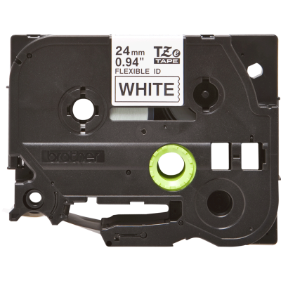 Taśma laminowana Brother TZe FX251 24 mm, FLEXIBLE ID, elastyczna biała czarny nadruk