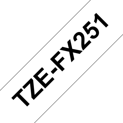 Taśma laminowana Brother TZe FX251 24 mm, FLEXIBLE ID, elastyczna biała czarny nadruk