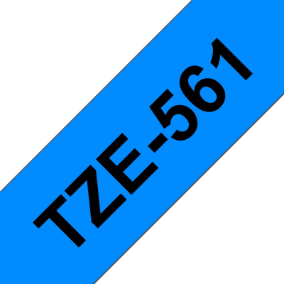 Taśma Brother TZe-561 czarny nadruk na niebieskim tle, 36mm szerokości, laminowana