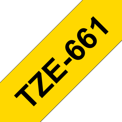 Taśma Brother TZe-661 czarny nadruk na żółtym tle, 36mm szerokości, laminowana