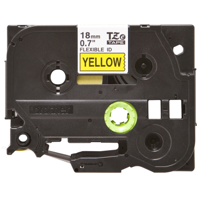 Taśma laminowana Brother TZe FX641 szer. 18 mm, FLEXIBLE ID, elastyczna, żółta czarny nadruk