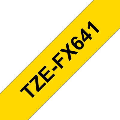 Taśma laminowana Brother TZe FX641 szer. 18 mm, FLEXIBLE ID, elastyczna, żółta czarny nadruk