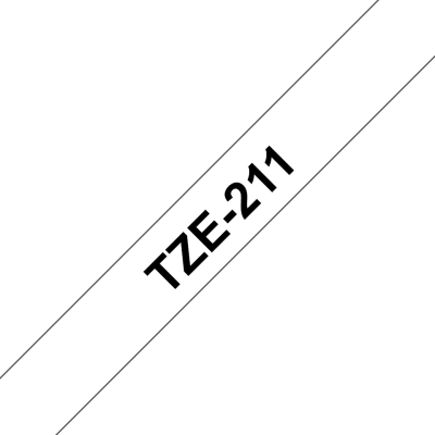 Taśma Brother TZe-211 laminowana 6mm biała czarny nadruk