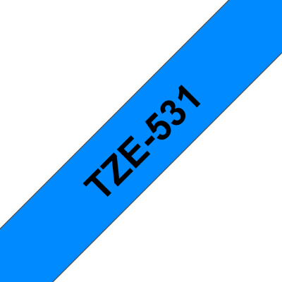 Taśma Brother TZe-531 12mm niebieska czarny nadruk laminowana