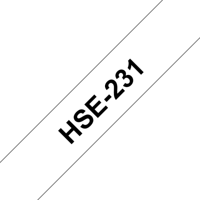Rurka termokurczliwa Brother HSe-231, czarny nadruk na białym tle o szerokości 11.7mm