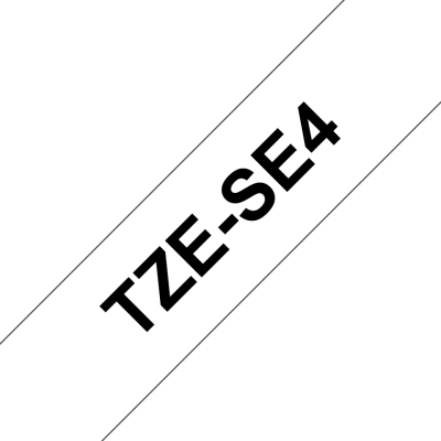 Taśma Brother TZe-SE4 plomba 18mm biała czarny nadruk